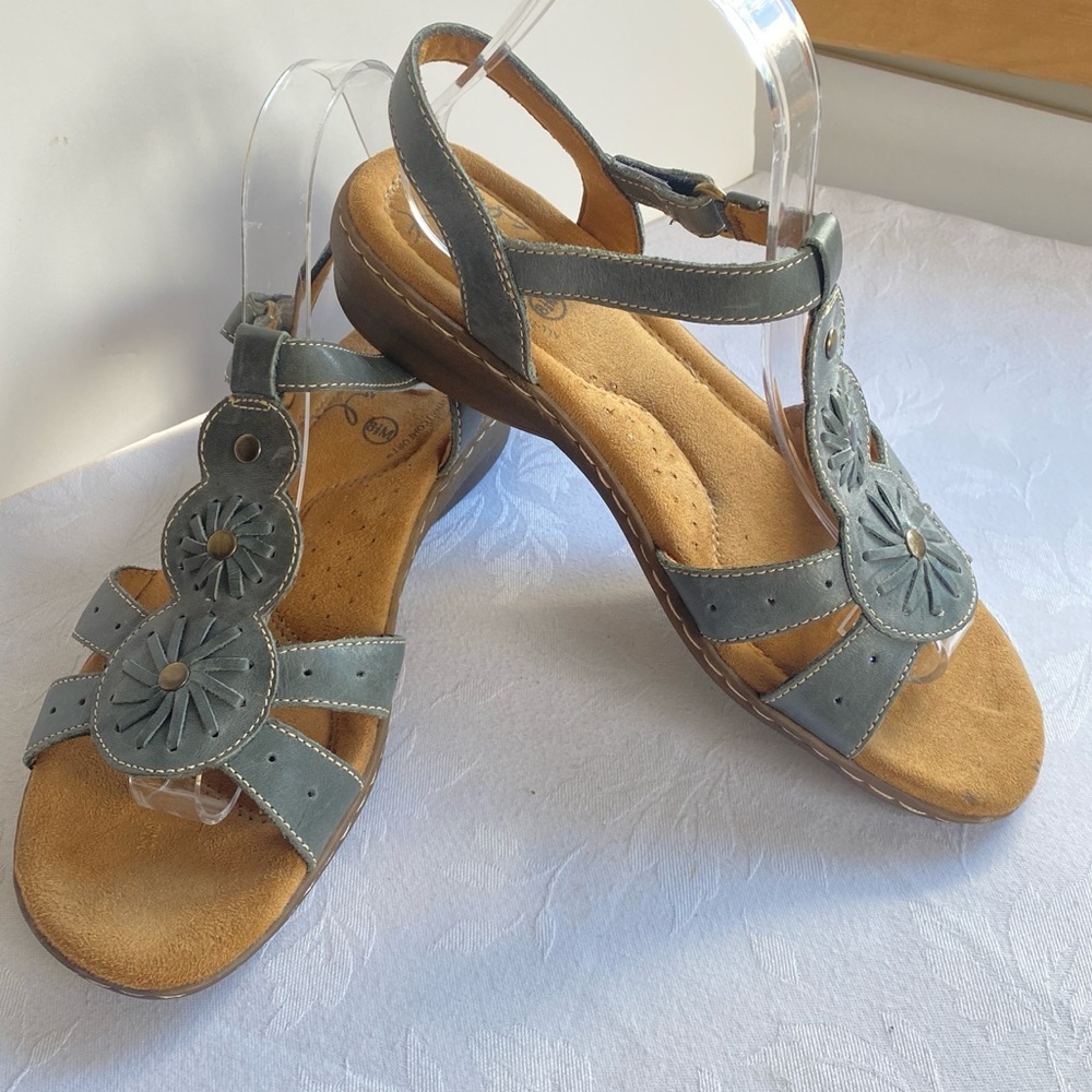 Naturalizer Natural Soul Leather T-Strap Comfort Sandal Size 8.5